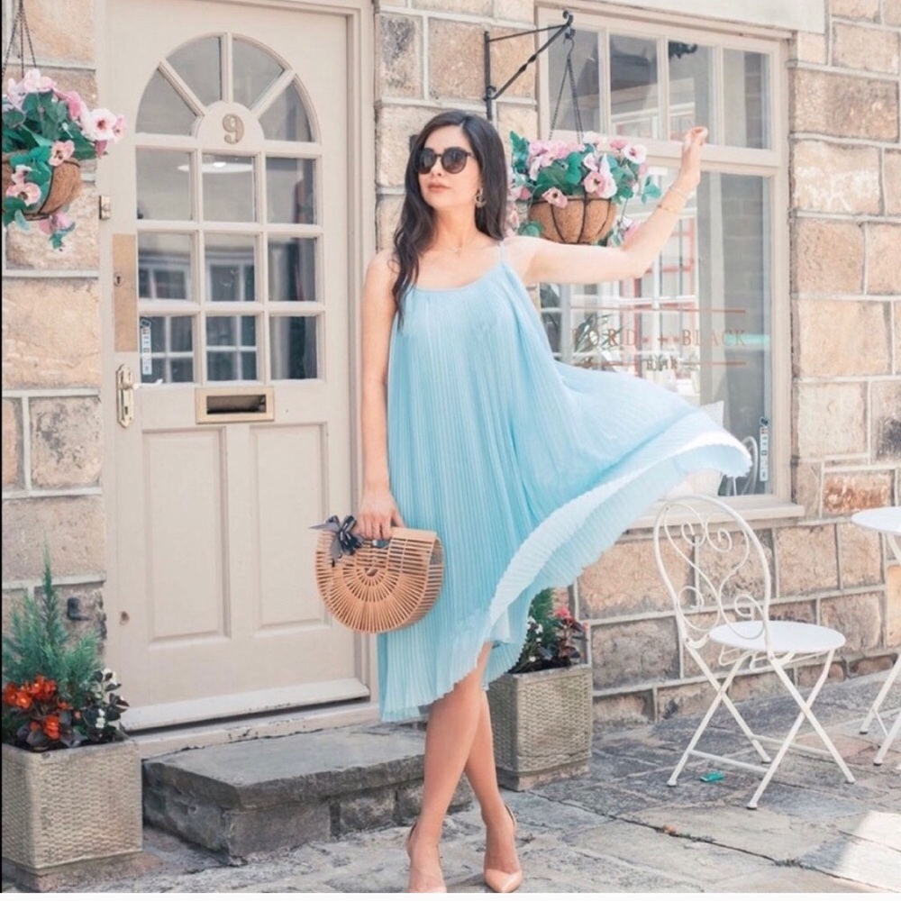 Zara Spaghetti Strap Pleated Dress